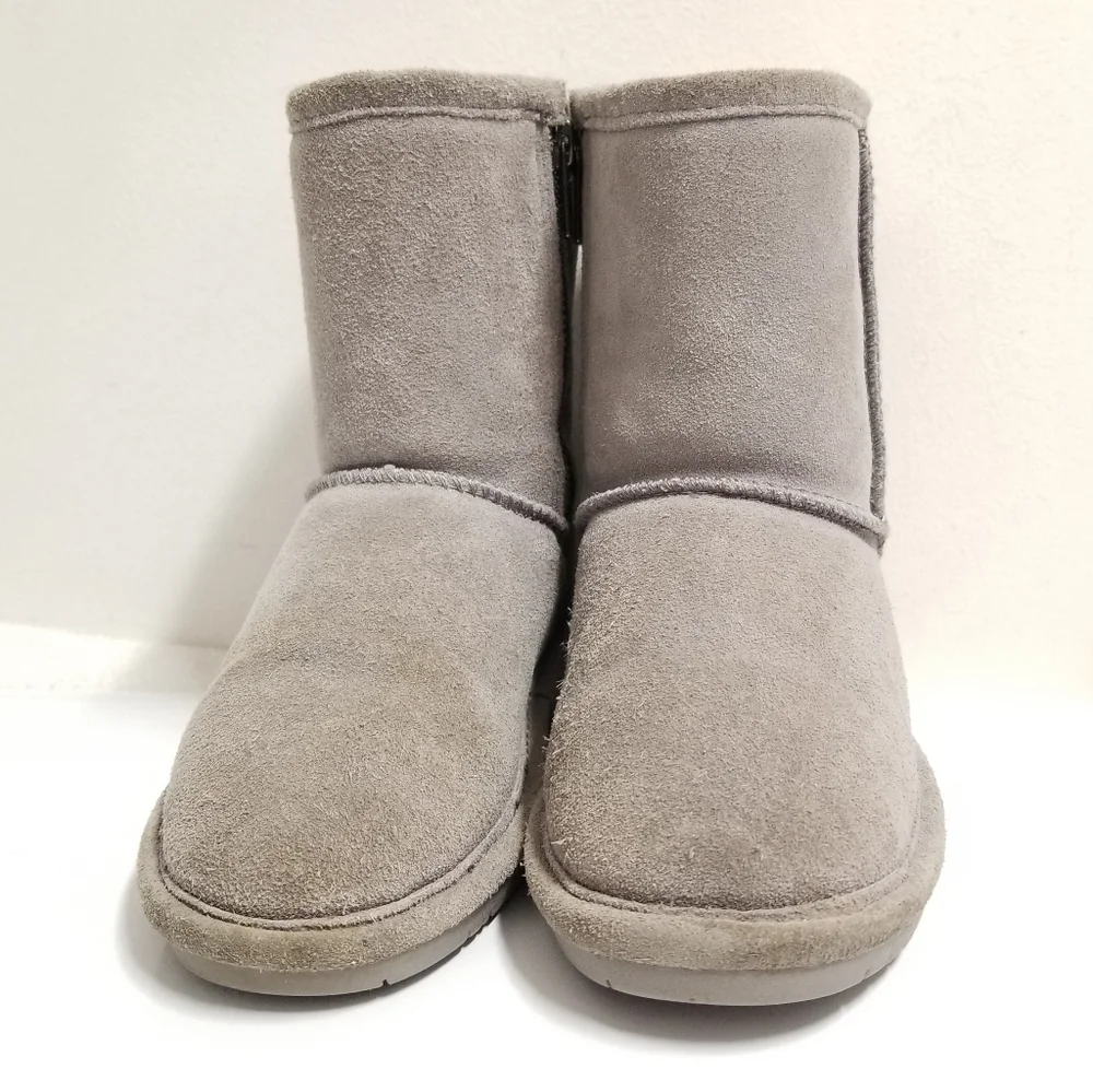 Bearpaw Emma Toddler Zipper Suede & Sherpa Winter Boots in Ash Gray 12